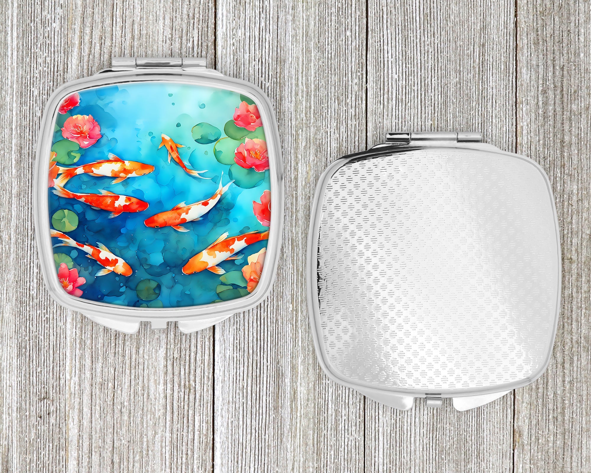 Koi Fish Compact Mirror Decorative Travel Makeup Mirror for Women Girls Gifts Pocket Makeup Mirror Folding Handheld