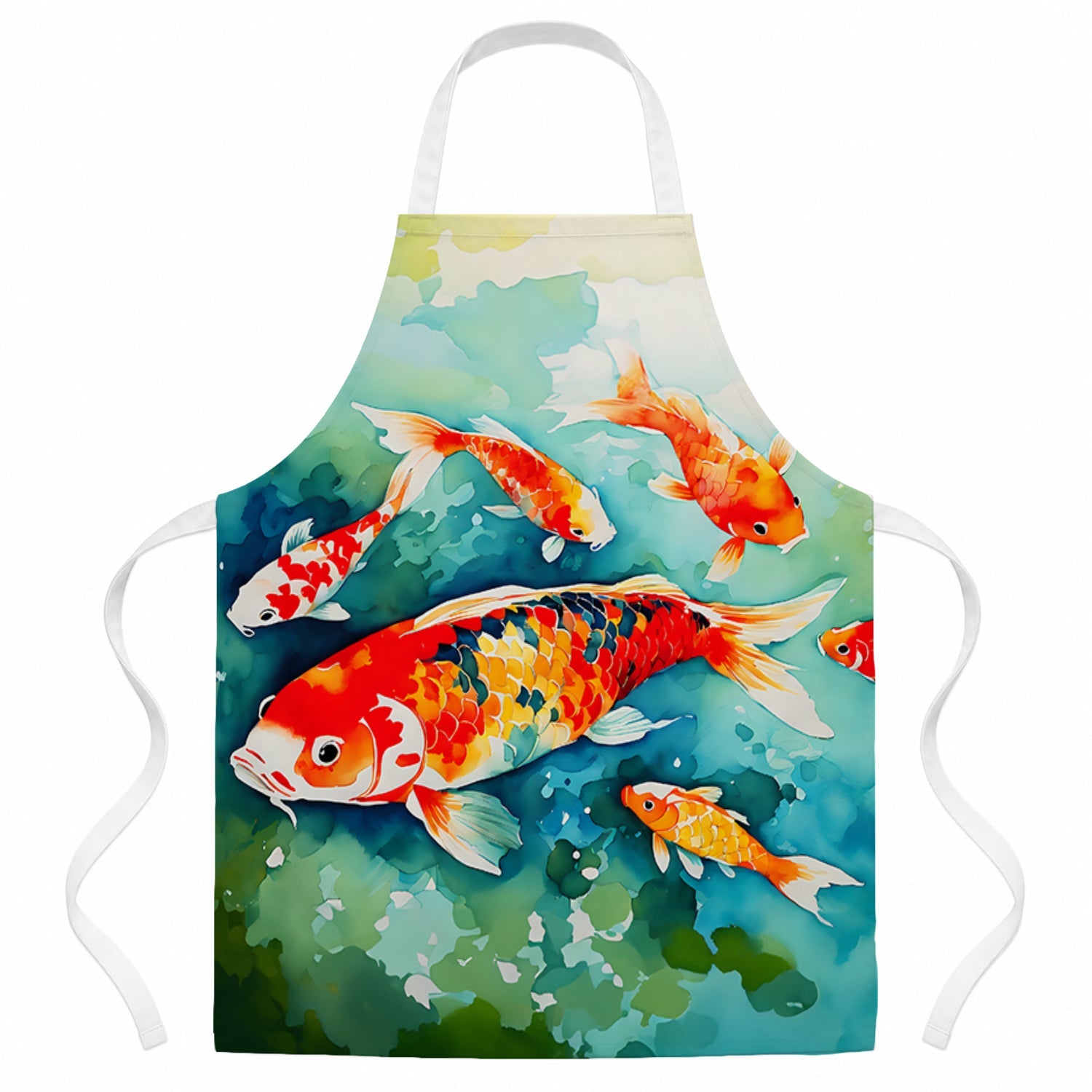 Koi Fish Apron Cooking Kitchen Server Baking Crafts Gardening for Adult Women Men, Unisex, Large, Multicolor