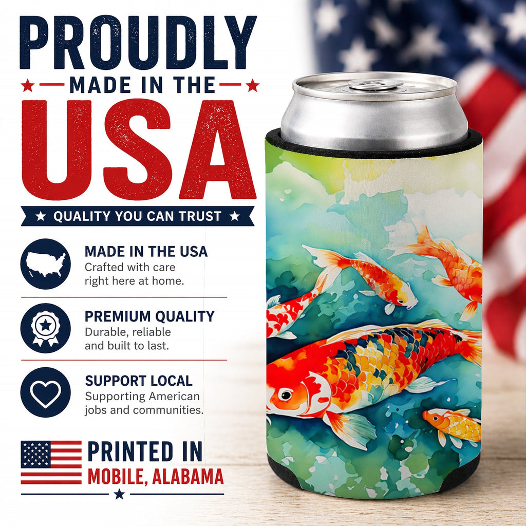 Koi Fish Can or Bottle Hugger Cooler Sleeve for Standard 12 oz Cans, Insulated Foam Beer & Soda Can Hugger Reusable