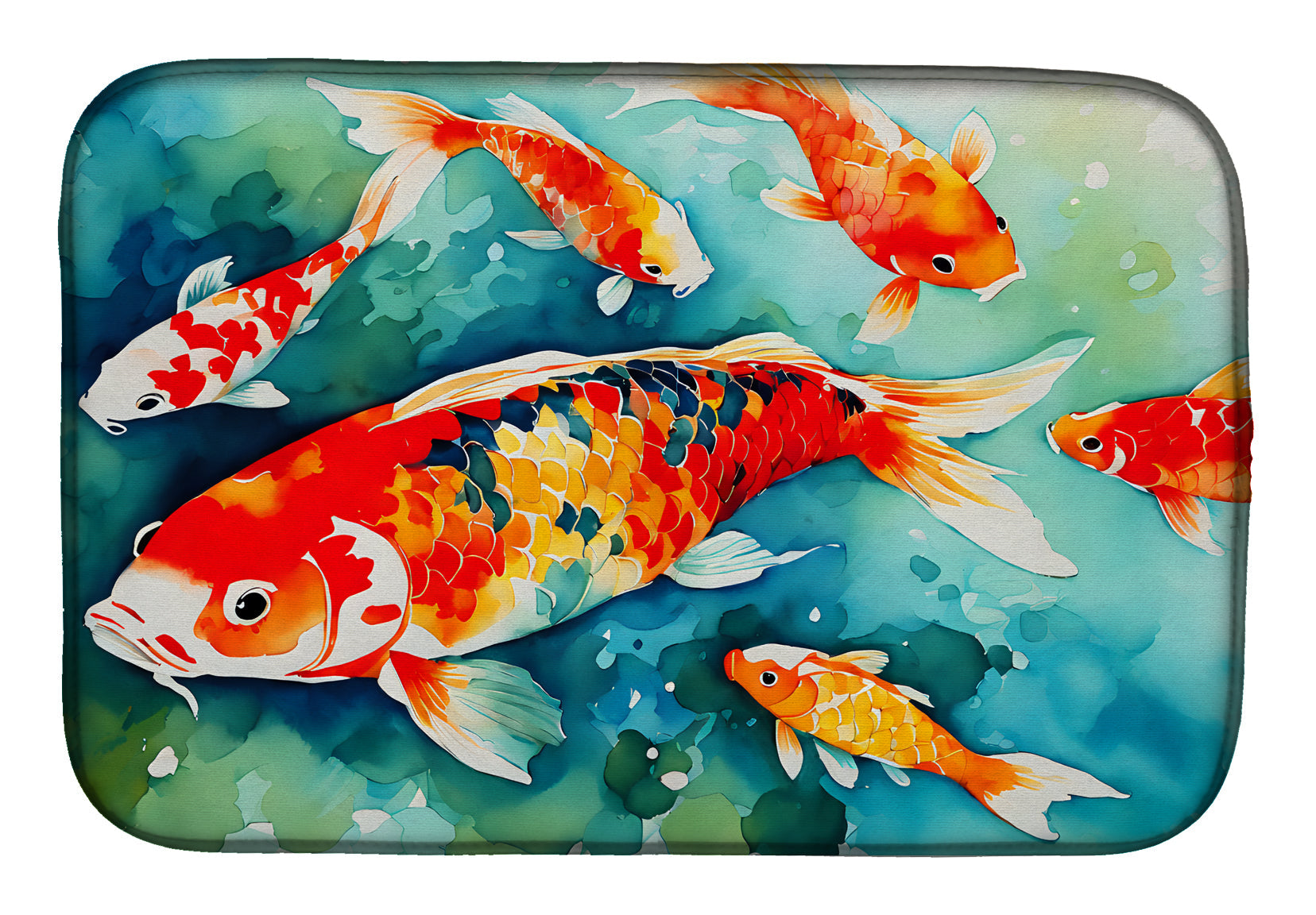 Koi Fish Dish Drying Mat Absorbent Dish Drying Mat Pad for Kitchen Counter Dish Drainer Mat for Countertop, 14 x 21", Multicolor