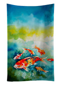Koi Fish Kitchen Towel Velour Plush Front and Cotton Loop Back Machine Washable