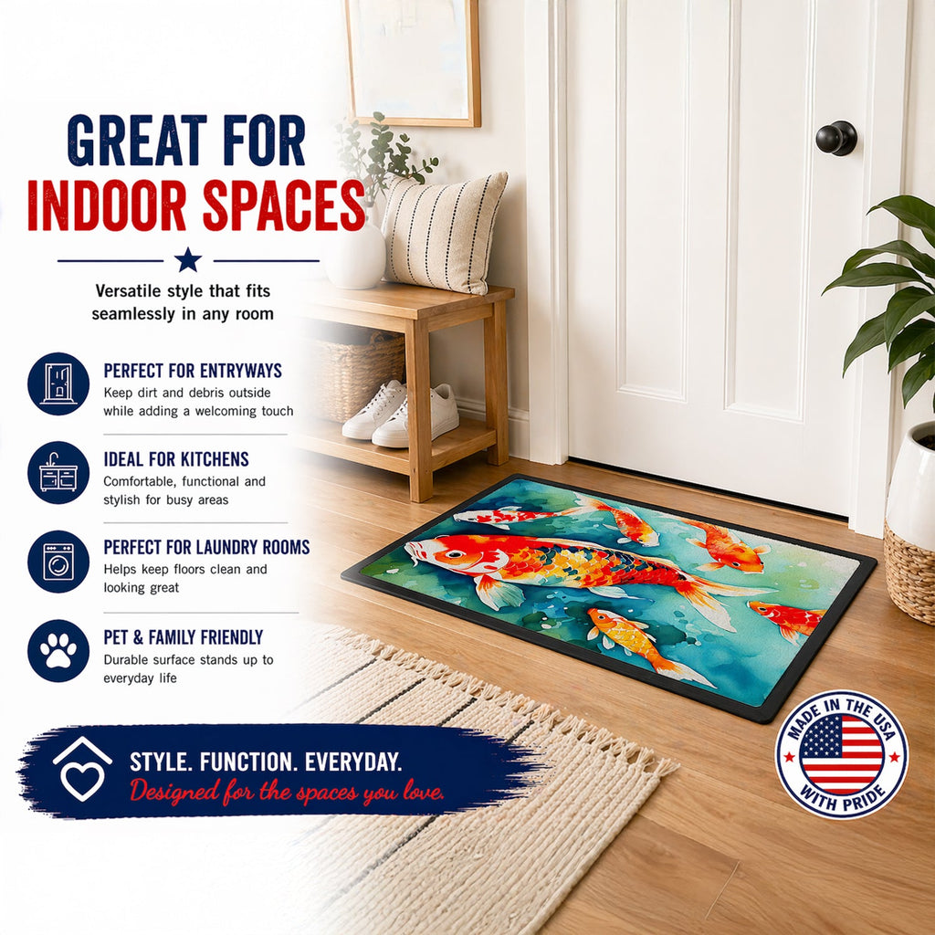 Koi Fish Doormat Indoor Outdoor 18H X 27W Front Door Mat Rugs for Entryway, Non Slip Washable
