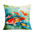 Koi Fish Decorative Throw Pillow 14x14 Indoor Outdoor Accent Cushion, Fabric Cover with Insert for Sofa, Bed, Porch & Living Room