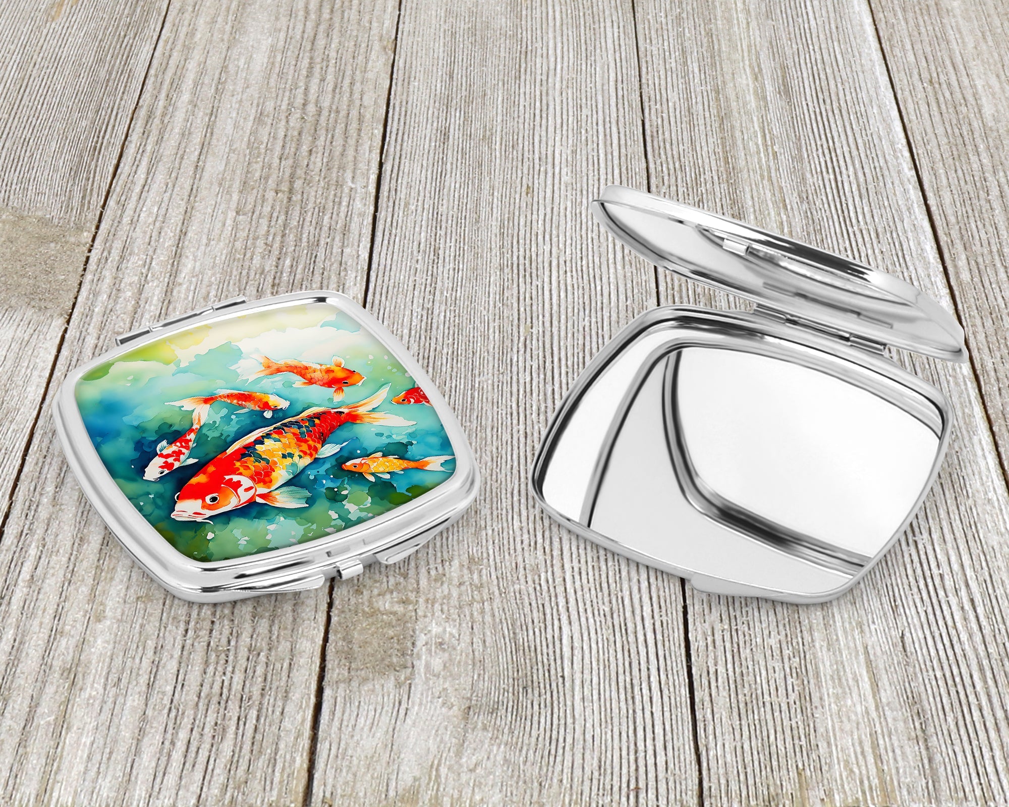 Koi Fish Compact Mirror Decorative Travel Makeup Mirror for Women Girls Gifts Pocket Makeup Mirror Folding Handheld