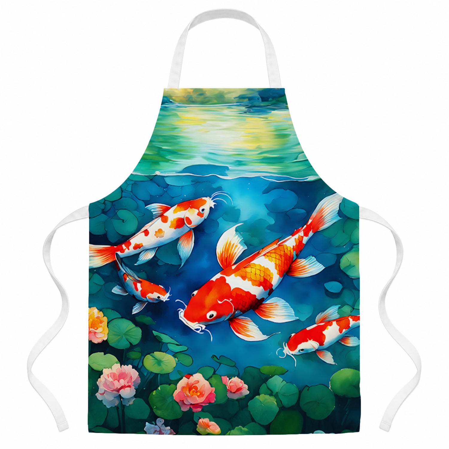 Koi Fish Apron Cooking Kitchen Server Baking Crafts Gardening for Adult Women Men, Unisex, Large, Multicolor