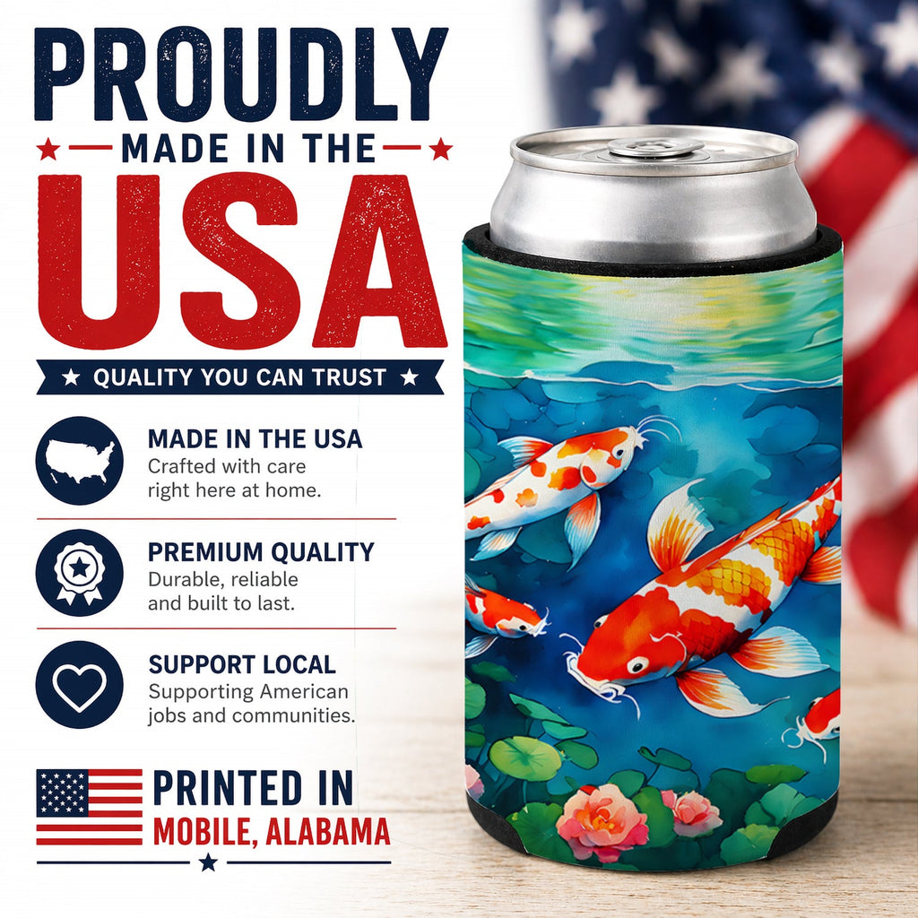 Koi Fish Can or Bottle Hugger Cooler Sleeve for Standard 12 oz Cans, Insulated Foam Beer & Soda Can Hugger Reusable