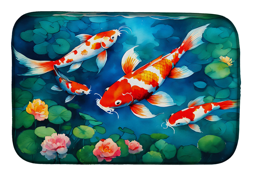 Koi Fish Dish Drying Mat Absorbent Dish Drying Mat Pad for Kitchen Counter Dish Drainer Mat for Countertop, 14 x 21", Multicolor