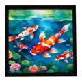 Koi Fish Framed Metal Print Bathroom, Kitchen, Office, Home Decor Wall Art Ready to Hang, Square, 8X8