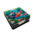 Koi Fish PU Leather Note Paper Holder with Artist-Designed Cover, Desk Accessory, Office Gift