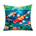 Koi Fish Decorative Throw Pillow 14x14 Indoor Outdoor Accent Cushion, Fabric Cover with Insert for Sofa, Bed, Porch & Living Room