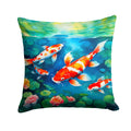 Koi Fish Decorative Throw Pillow 18x18 Indoor Outdoor Accent Cushion, Fabric Cover with Insert for Sofa, Bed, Porch & Living Room