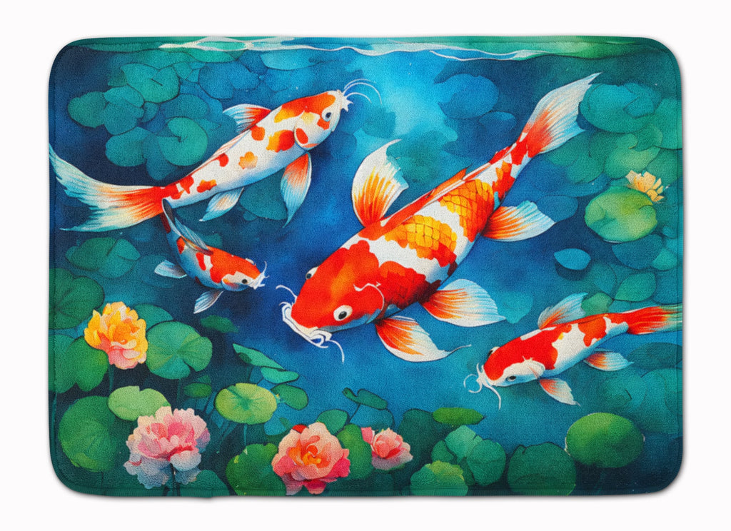 Koi Fish Memory Foam Kitchen Mat Machine Washable Anti-Fatigue Cushion Comfort Bath or Kitchen Rug