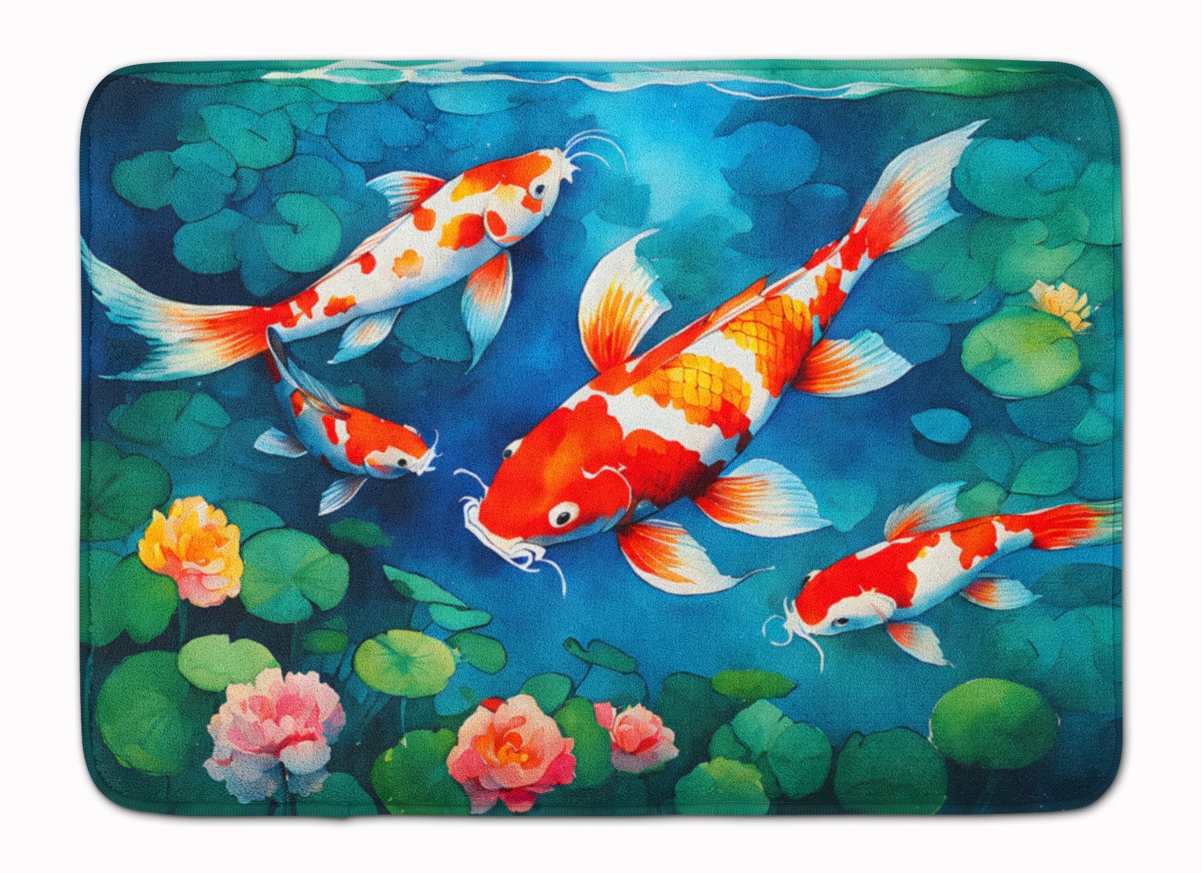 Koi Fish Memory Foam Kitchen Mat Machine Washable Anti-Fatigue Cushion Comfort Bath or Kitchen Rug