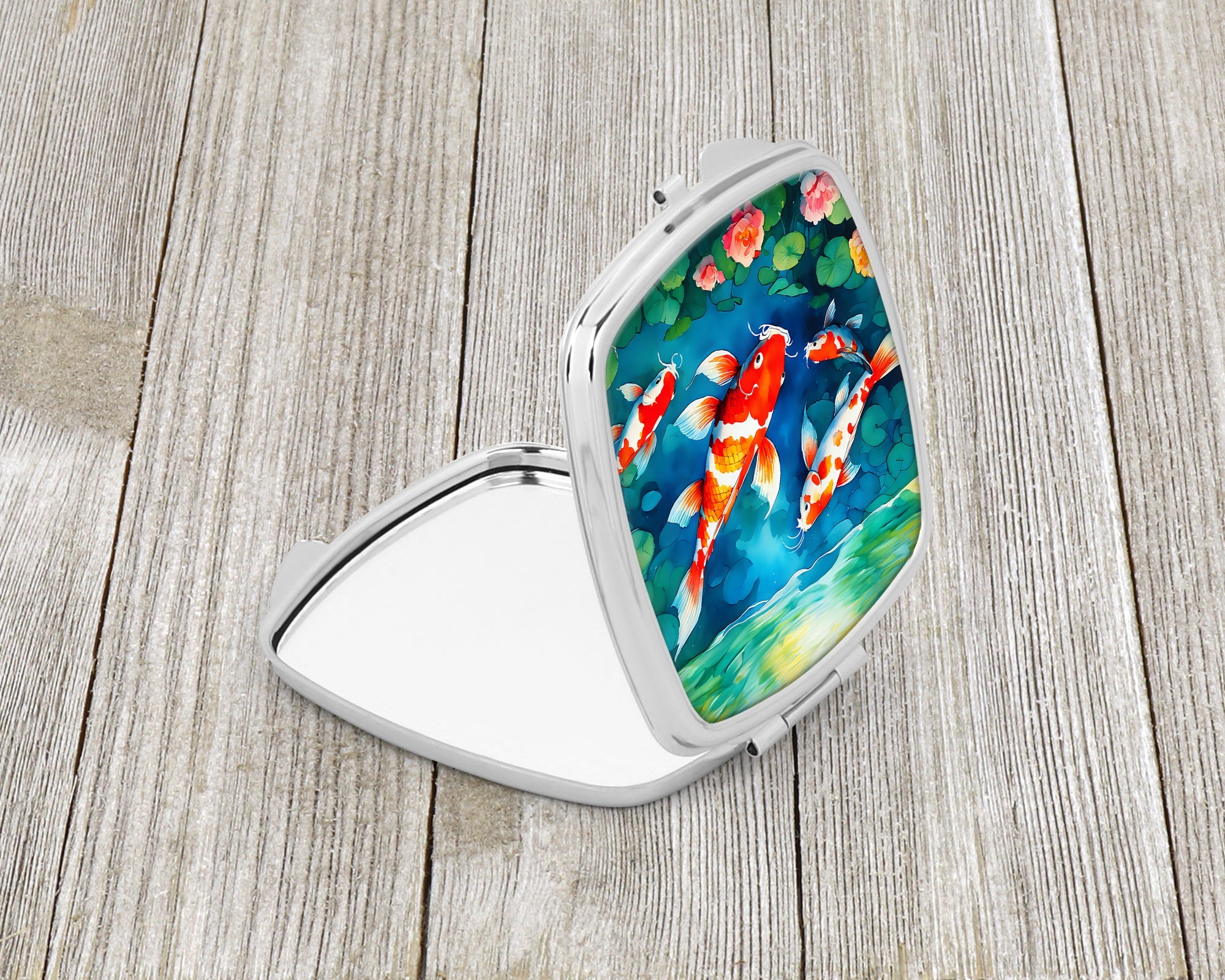 Koi Fish Compact Mirror Decorative Travel Makeup Mirror for Women Girls Gifts Pocket Makeup Mirror Folding Handheld