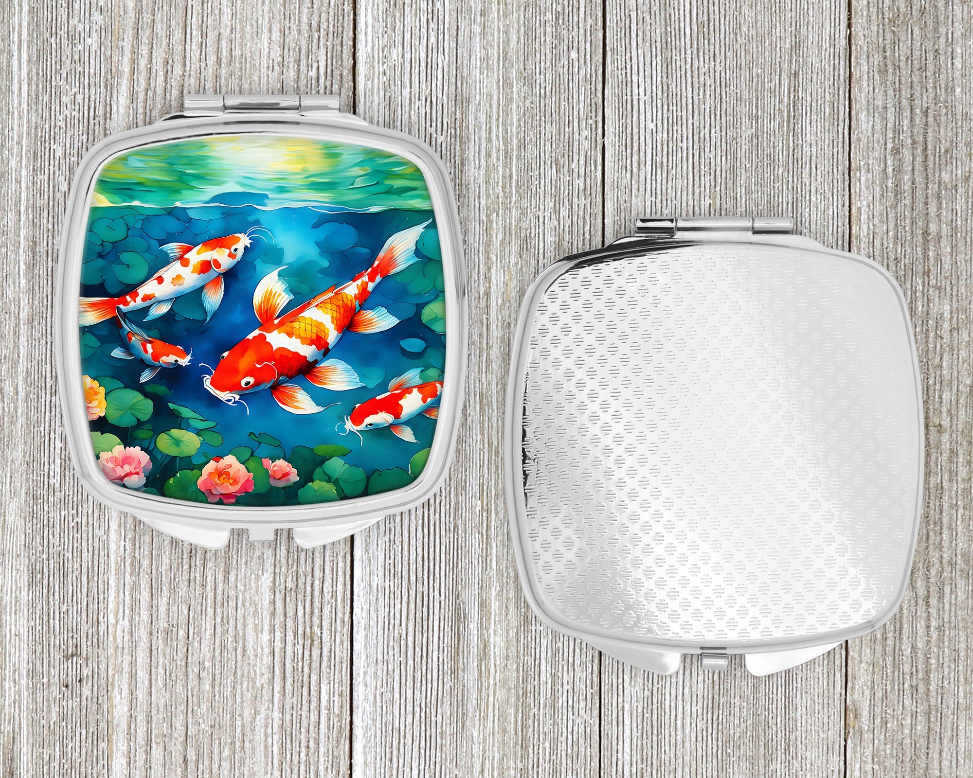 Koi Fish Compact Mirror Decorative Travel Makeup Mirror for Women Girls Gifts Pocket Makeup Mirror Folding Handheld