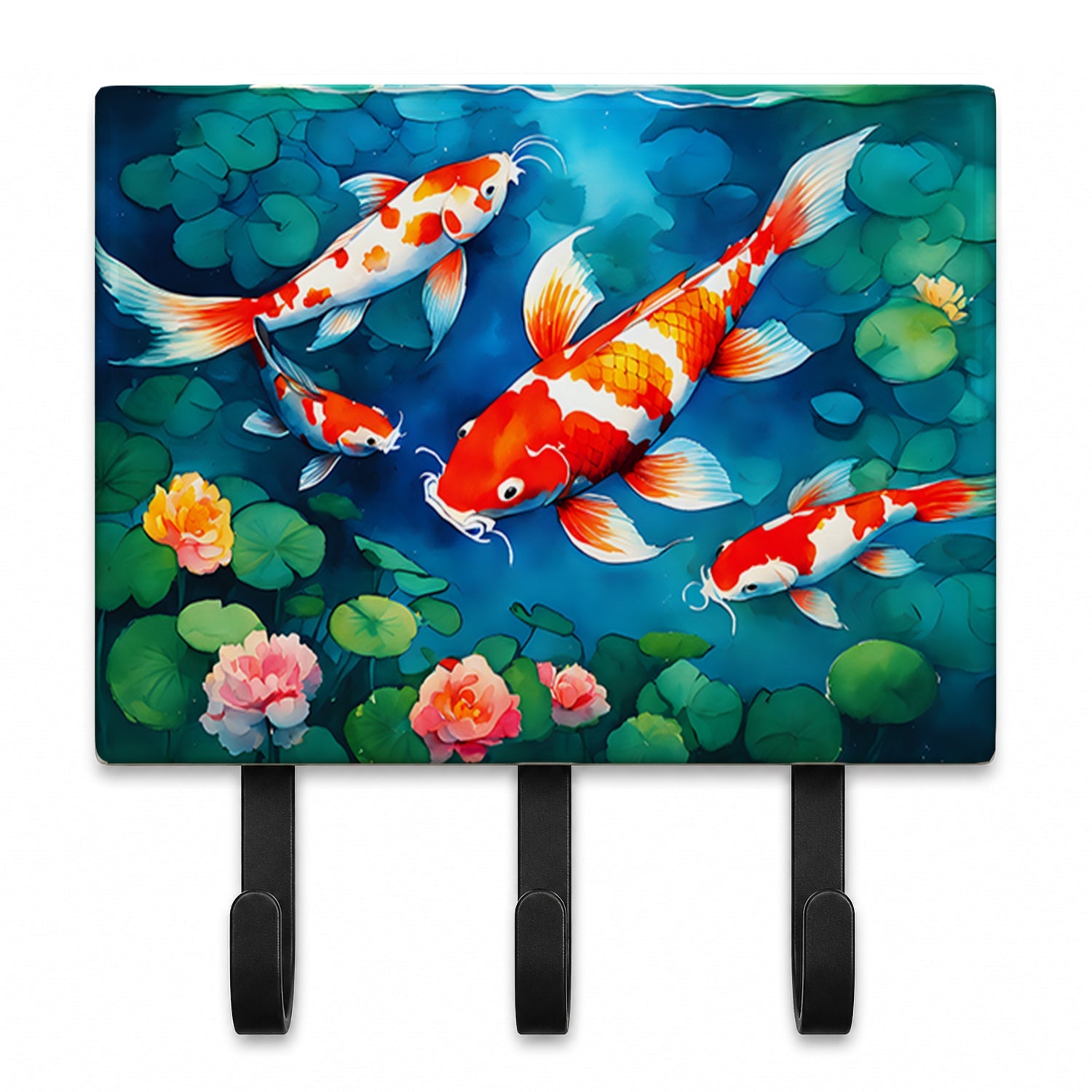 Koi Fish Leash or Key Holder Wall Hooks, Coat Rack Wall Mount, for Hanging Keys, Towels, Aprons, Leashes