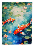 Koi Fish House Flag 28x40 Porch Sleeve Pole Decorative Outside Yard Banner Artwork Wall Hanging, Polyester