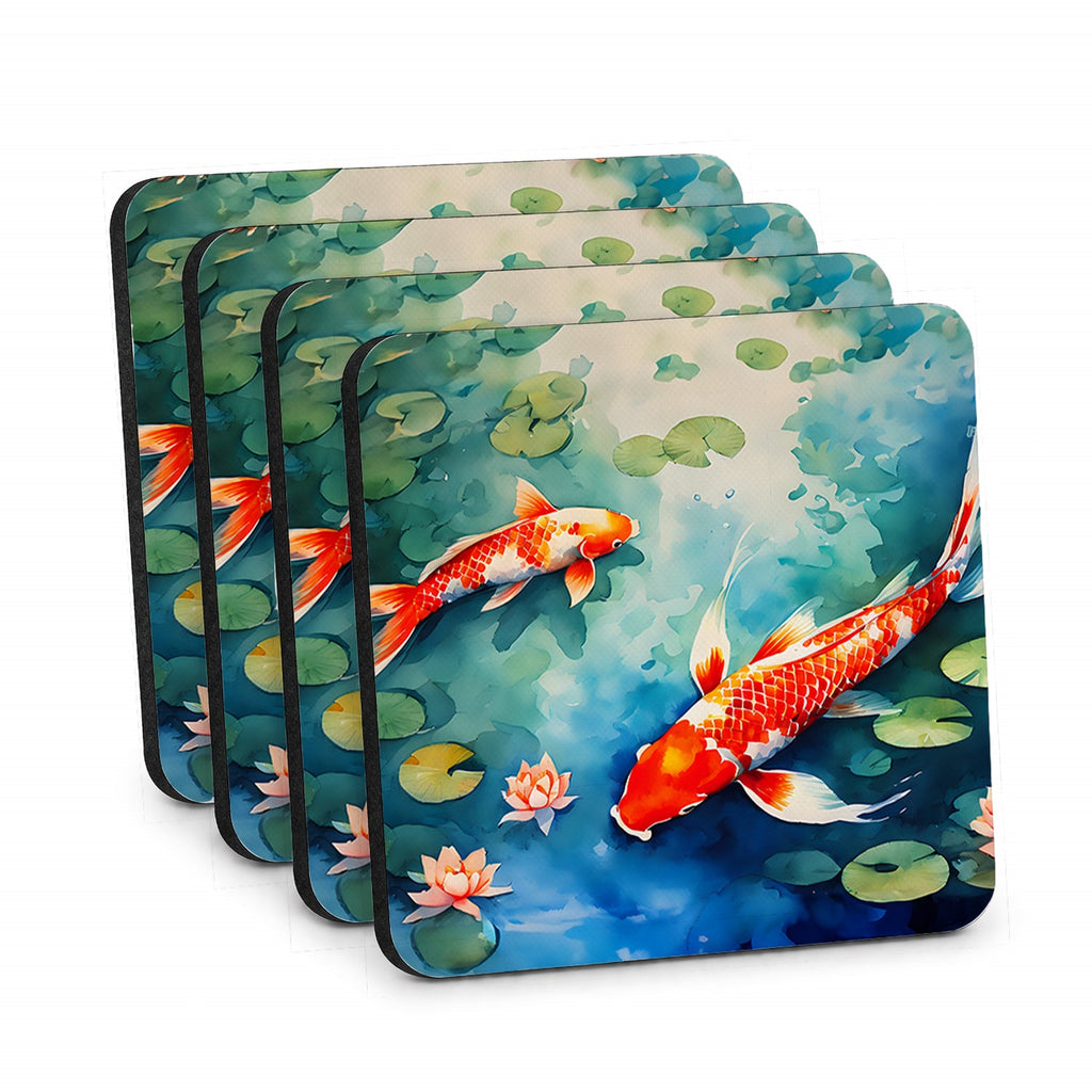 Koi Fish Foam Coasters Set of 4 Cup Coasters for Indoor Outdoor, Tabletop Protection, Anti Slip, Mouse pad Material