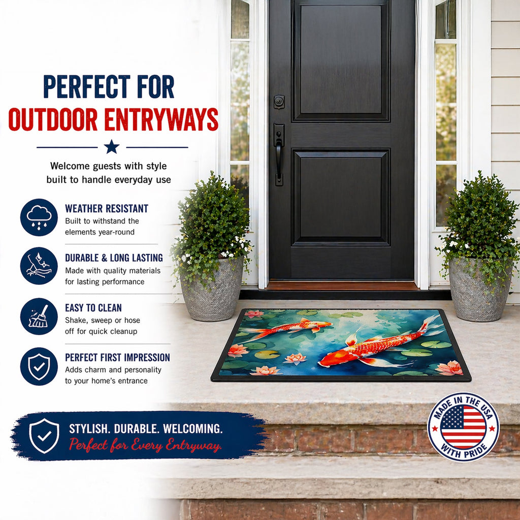 Koi Fish Doormat Indoor Outdoor 24H X 36W Front Door Mat Rugs for Entryway, Non Slip Washable Low Pile,