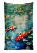 Koi Fish Kitchen Towel Velour Plush Front and Cotton Loop Back Machine Washable