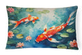 Koi Fish Decorative Throw Pillow 12x16 Indoor Outdoor Accent Cushion, Fabric Cover with Insert for Sofa, Bed, Porch & Living Room