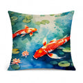 Koi Fish Decorative Throw Pillow 14x14 Indoor Outdoor Accent Cushion, Fabric Cover with Insert for Sofa, Bed, Porch & Living Room