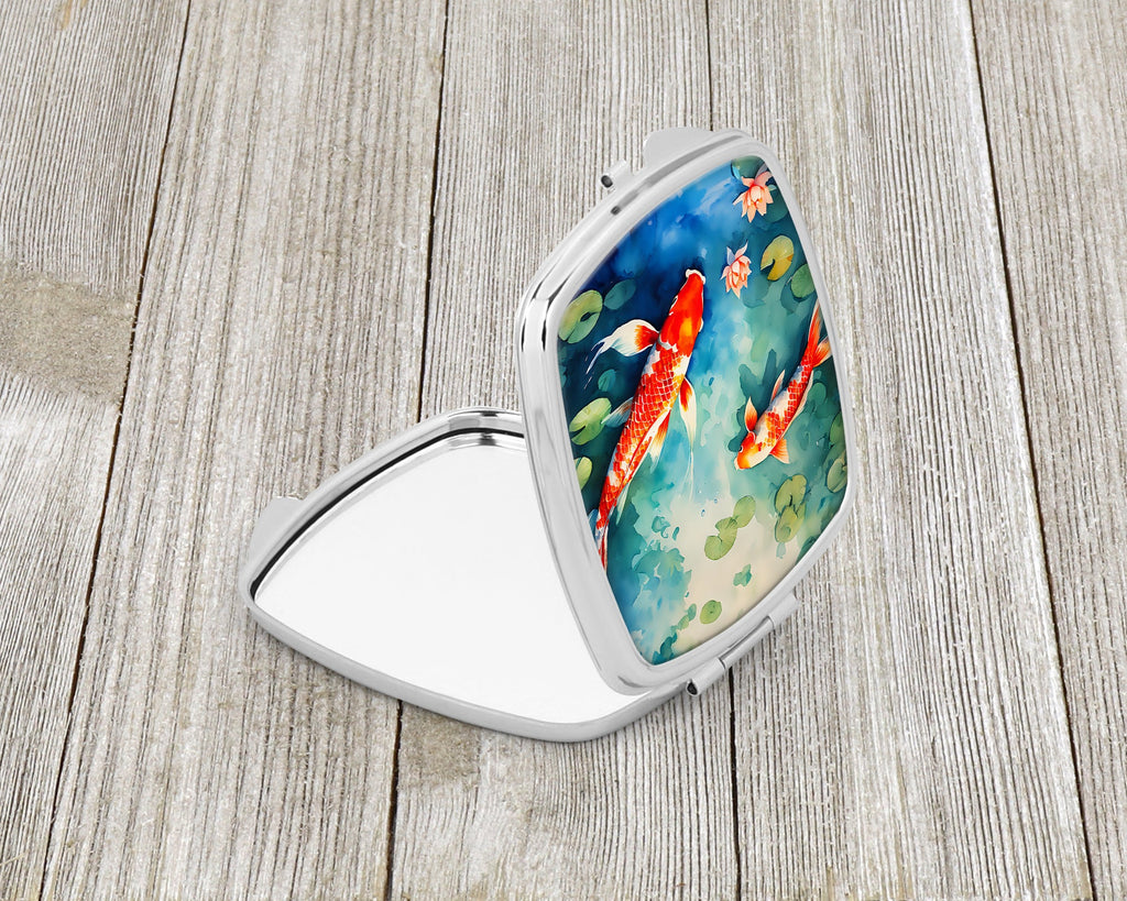 Koi Fish Compact Mirror Decorative Travel Makeup Mirror for Women Girls Gifts Pocket Makeup Mirror Folding Handheld