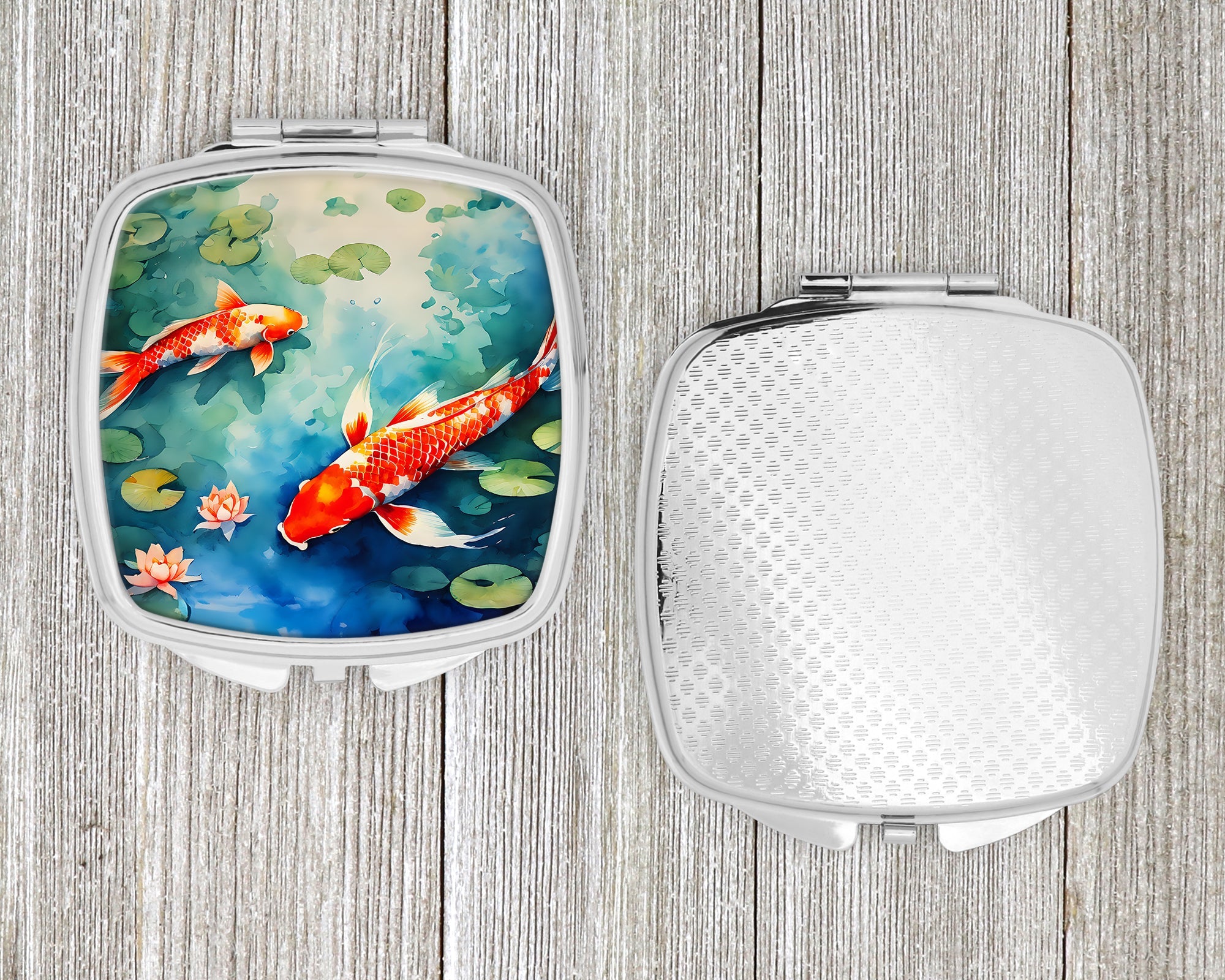 Koi Fish Compact Mirror Decorative Travel Makeup Mirror for Women Girls Gifts Pocket Makeup Mirror Folding Handheld