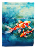 Koi Fish House Flag 28x40 Porch Sleeve Pole Decorative Outside Yard Banner Artwork Wall Hanging, Polyester