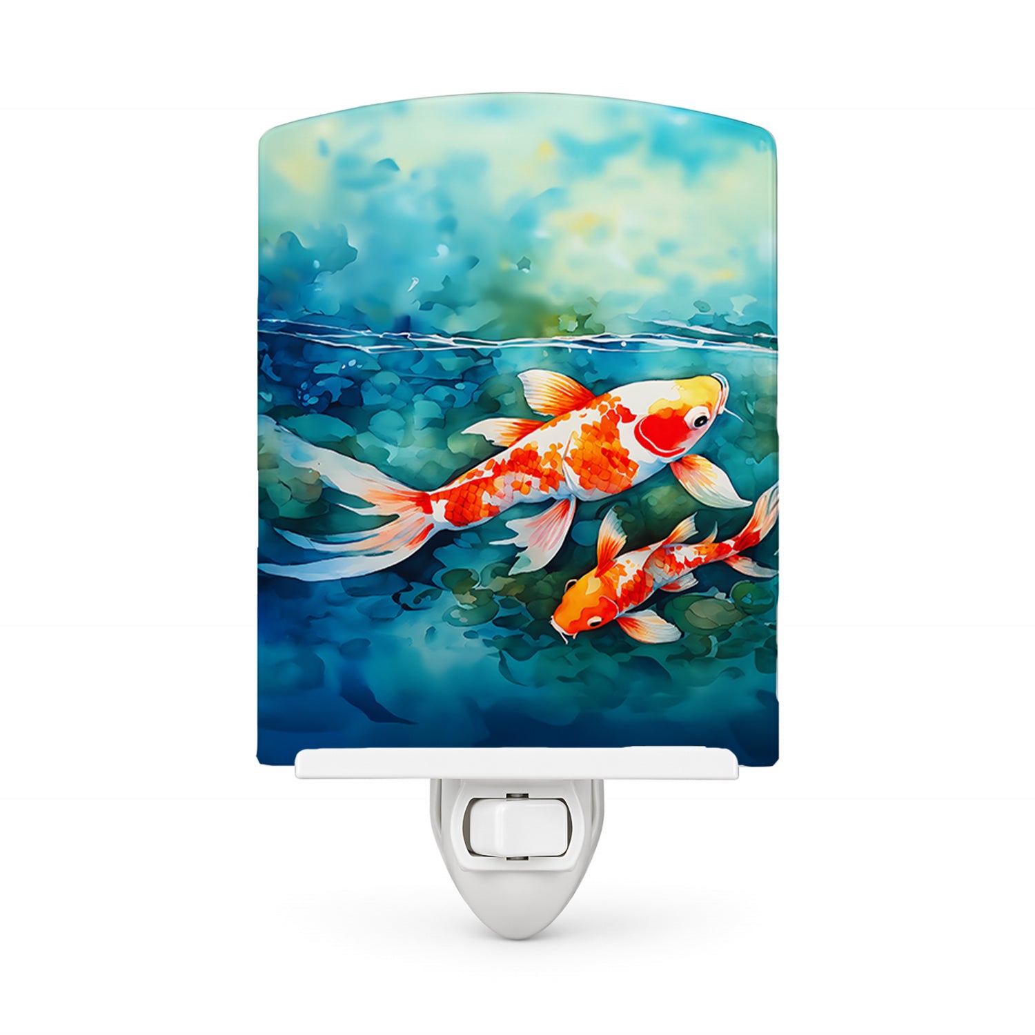 Koi Fish Ceramic Night Light Compact, UL-Certified, Ideal for Bedroom, Bathroom, Nursery, Hallway, Kitchen, 6x4x3, Multicolor