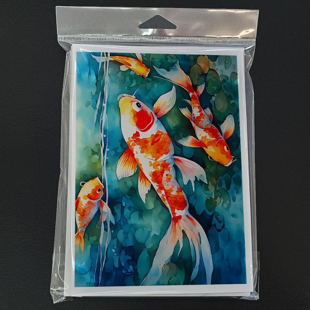 Koi Fish Greeting Cards Pack of 8 Blank Cards with Envelopes Whimsical A7 Size 5x7