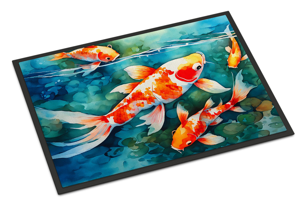 Koi Fish Doormat Indoor Outdoor 24H X 36W Front Door Mat Rugs for Entryway, Non Slip Washable Low Pile,