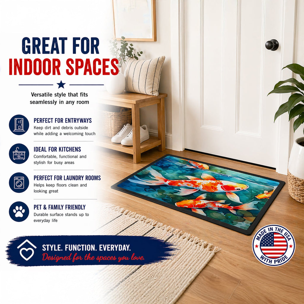 Koi Fish Doormat Indoor Outdoor 18H X 27W Front Door Mat Rugs for Entryway, Non Slip Washable