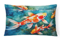 Koi Fish Decorative Throw Pillow 12x16 Indoor Outdoor Accent Cushion, Fabric Cover with Insert for Sofa, Bed, Porch & Living Room