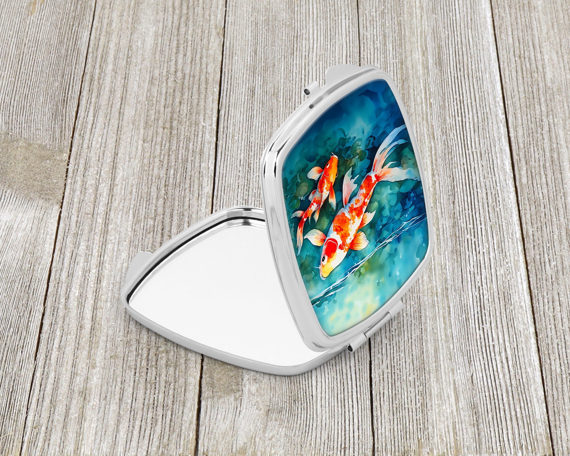 Koi Fish Compact Mirror Decorative Travel Makeup Mirror for Women Girls Gifts Pocket Makeup Mirror Folding Handheld