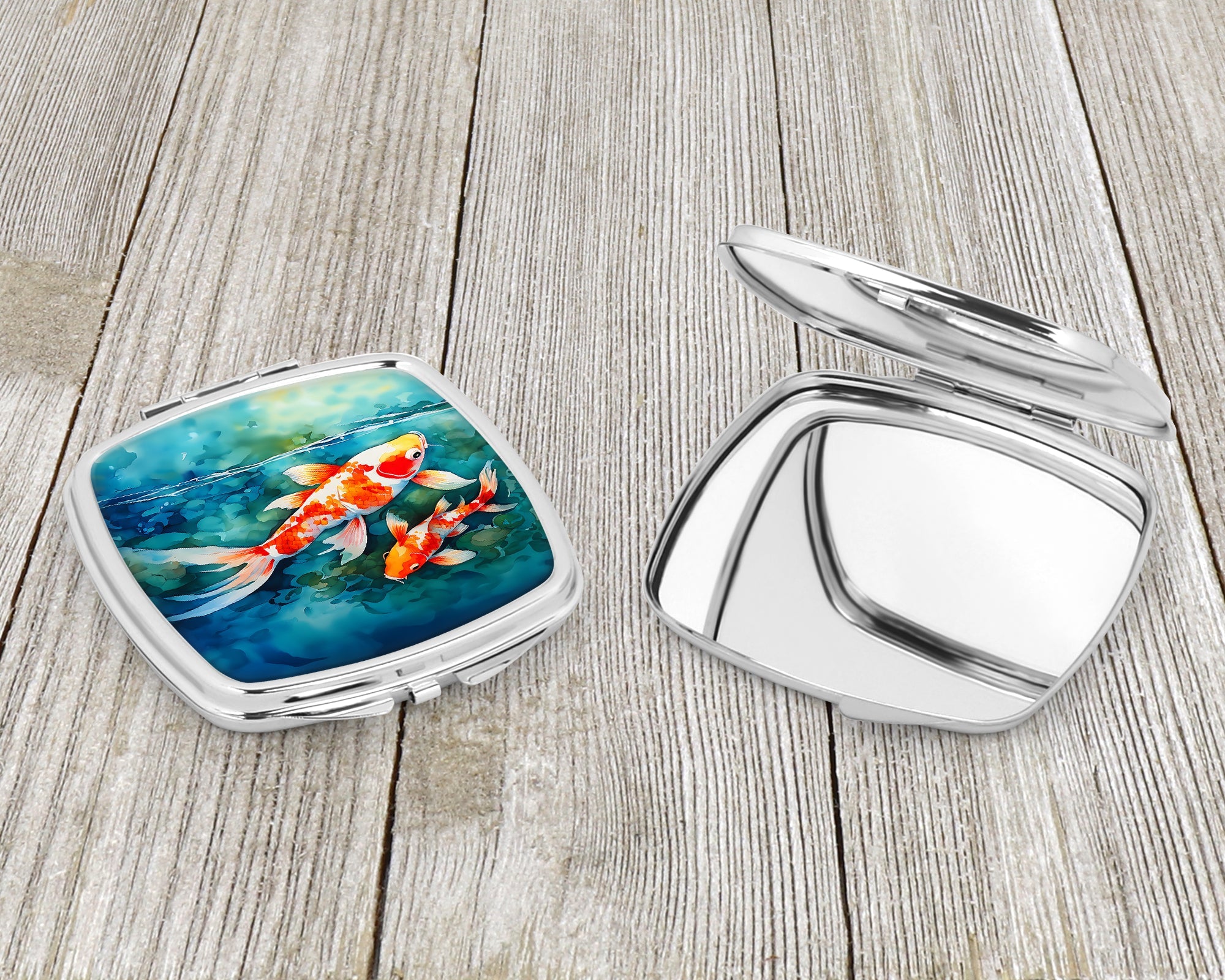 Koi Fish Compact Mirror Decorative Travel Makeup Mirror for Women Girls Gifts Pocket Makeup Mirror Folding Handheld