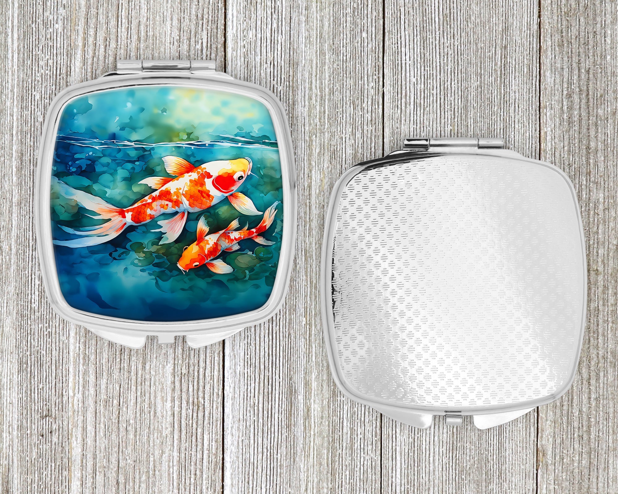 Koi Fish Compact Mirror Decorative Travel Makeup Mirror for Women Girls Gifts Pocket Makeup Mirror Folding Handheld