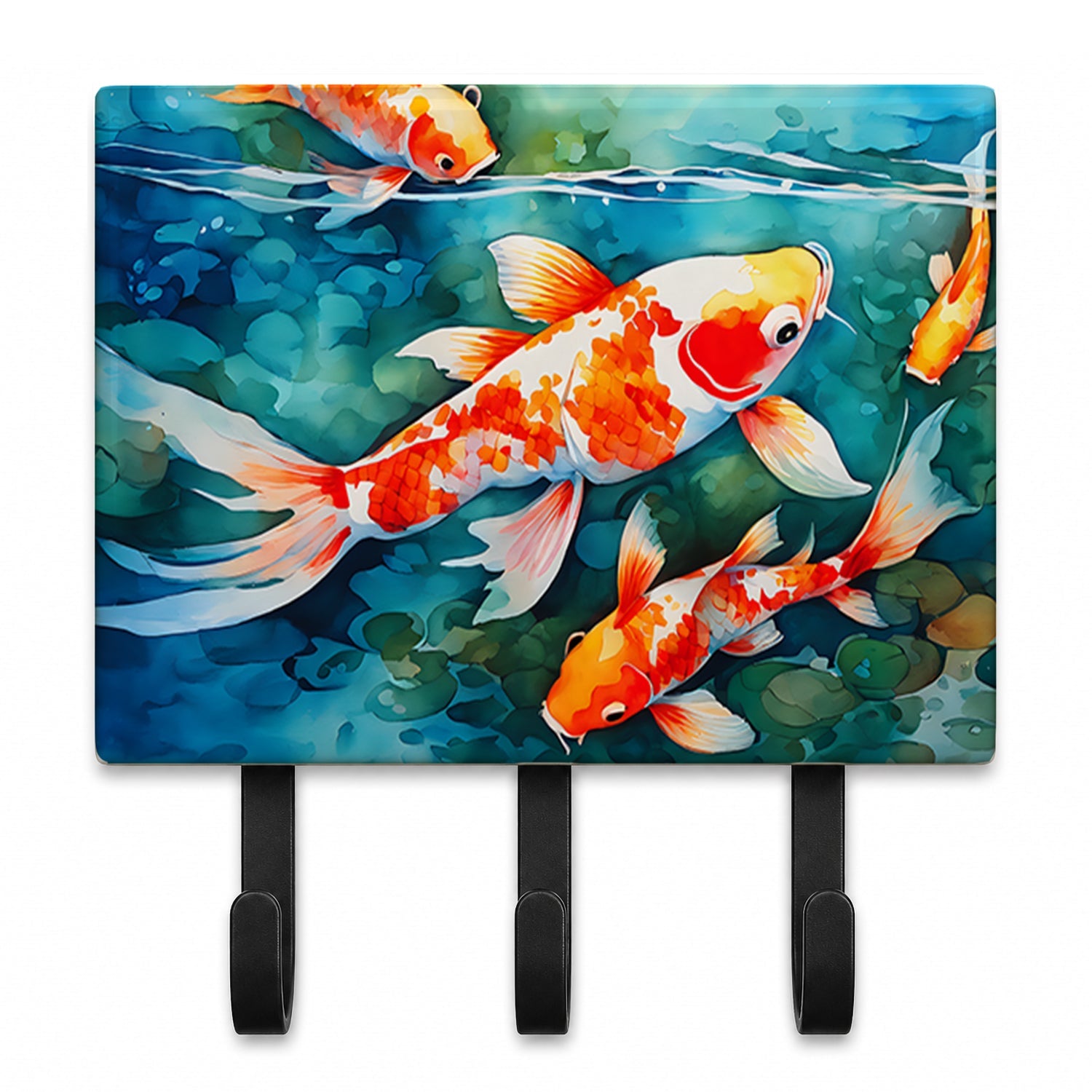 Koi Fish Leash or Key Holder Wall Hooks, Coat Rack Wall Mount, for Hanging Keys, Towels, Aprons, Leashes