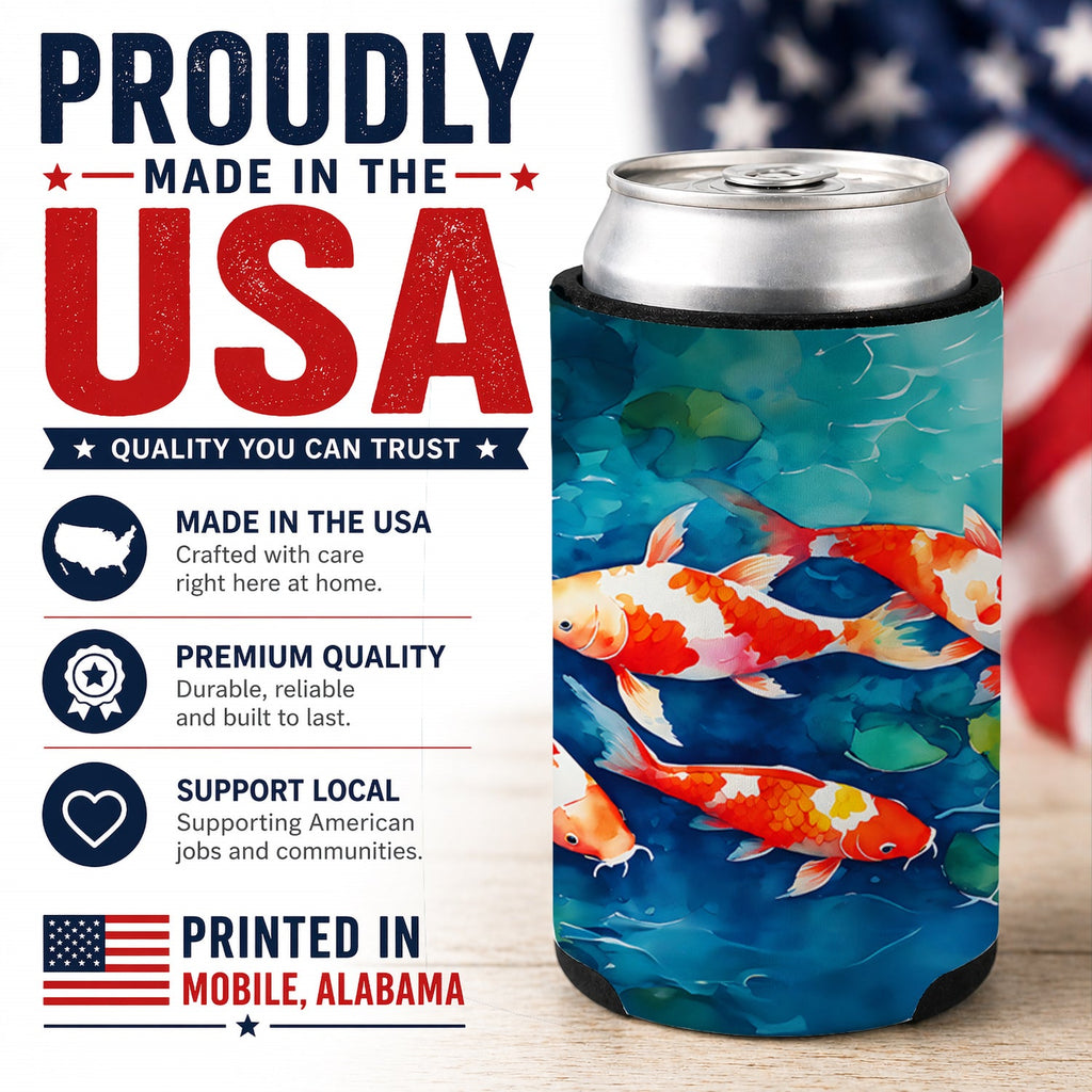 Koi Fish Can or Bottle Hugger Cooler Sleeve for Standard 12 oz Cans, Insulated Foam Beer & Soda Can Hugger Reusable