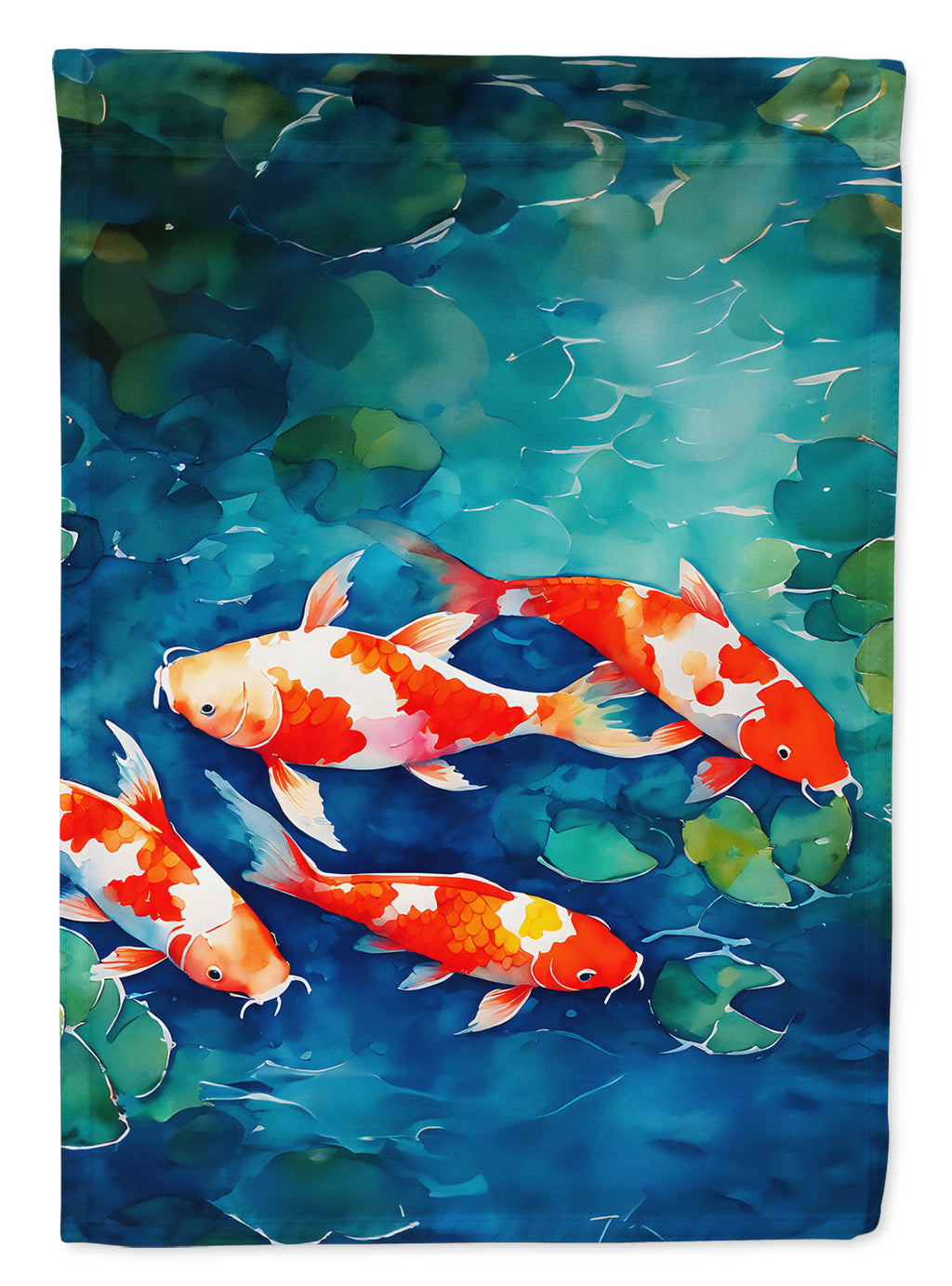 Koi Fish House Flag 28x40 Porch Sleeve Pole Decorative Outside Yard Banner Artwork Wall Hanging, Polyester