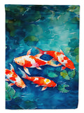 Koi Fish House Flag 28x40 Porch Sleeve Pole Decorative Outside Yard Banner Artwork Wall Hanging, Polyester