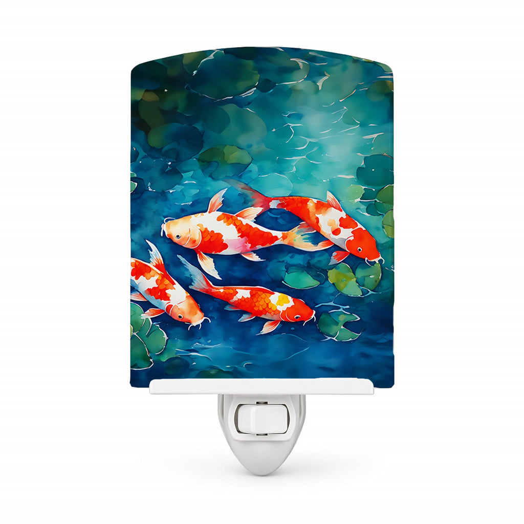 Koi Fish Ceramic Night Light Compact, UL-Certified, Ideal for Bedroom, Bathroom, Nursery, Hallway, Kitchen, 6x4x3, Multicolor