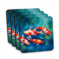Koi Fish Foam Coasters Set of 4 Cup Coasters for Indoor Outdoor, Tabletop Protection, Anti Slip, Mouse pad Material