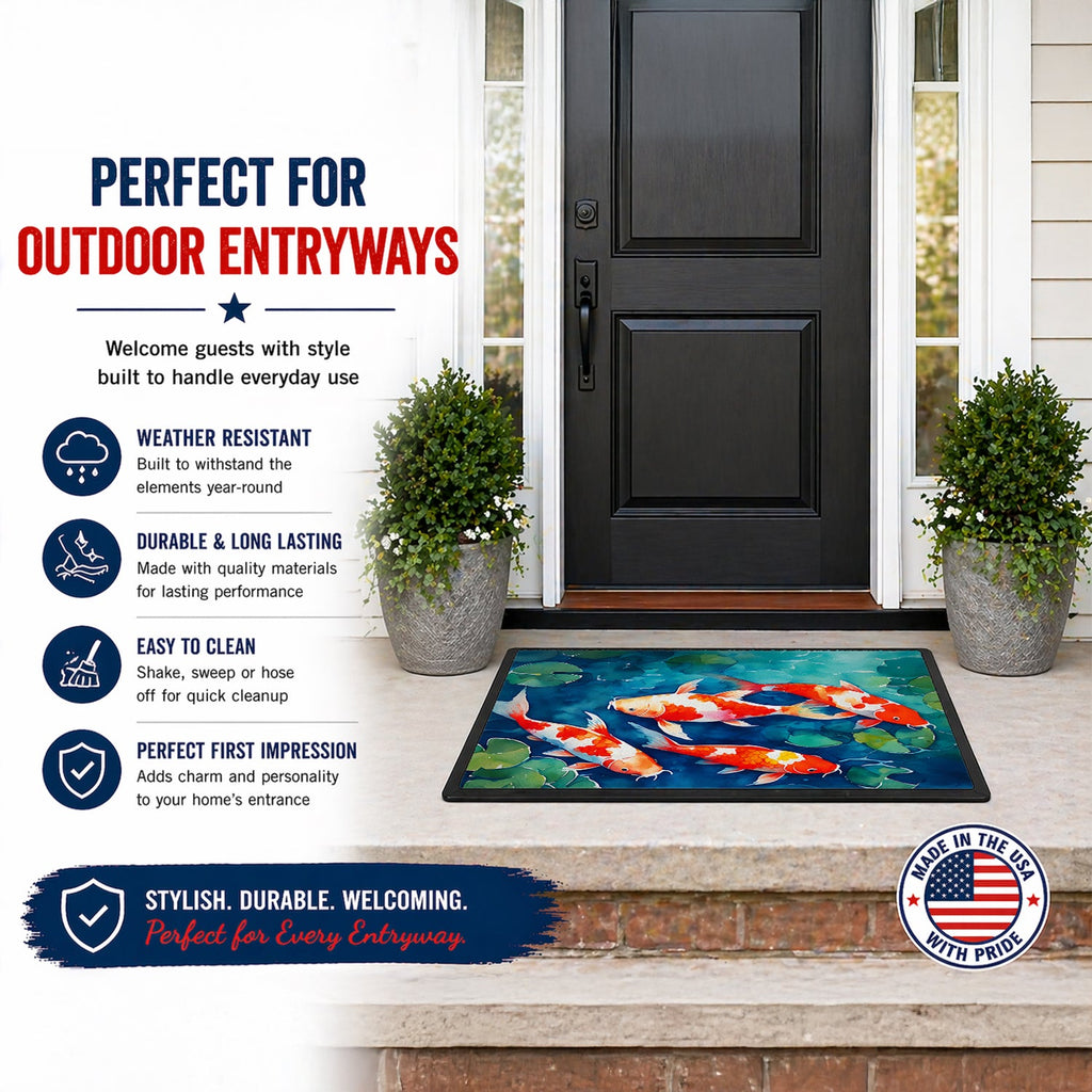 Koi Fish Doormat Indoor Outdoor 24H X 36W Front Door Mat Rugs for Entryway, Non Slip Washable Low Pile,