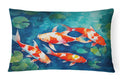 Koi Fish Decorative Throw Pillow 12x16 Indoor Outdoor Accent Cushion, Fabric Cover with Insert for Sofa, Bed, Porch & Living Room