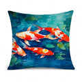 Koi Fish Decorative Throw Pillow 14x14 Indoor Outdoor Accent Cushion, Fabric Cover with Insert for Sofa, Bed, Porch & Living Room