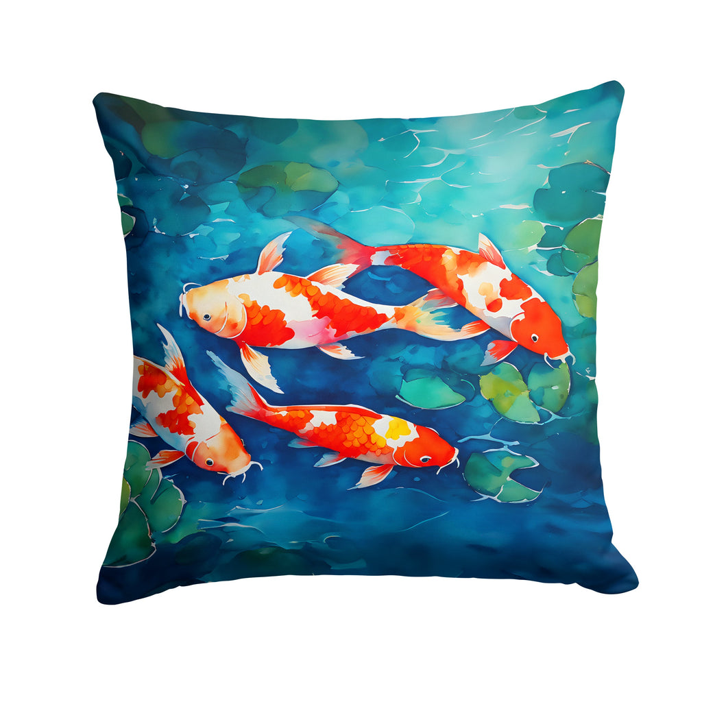 Koi Fish Decorative Throw Pillow 18x18 Indoor Outdoor Accent Cushion, Fabric Cover with Insert for Sofa, Bed, Porch & Living Room