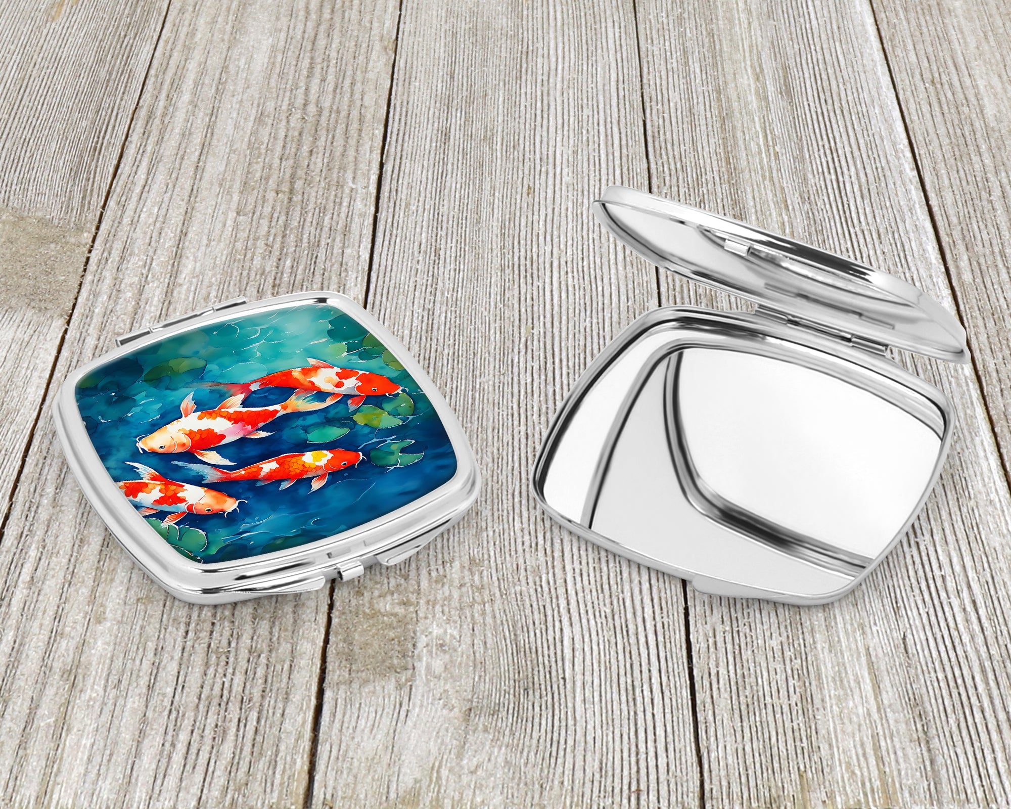 Koi Fish Compact Mirror Decorative Travel Makeup Mirror for Women Girls Gifts Pocket Makeup Mirror Folding Handheld