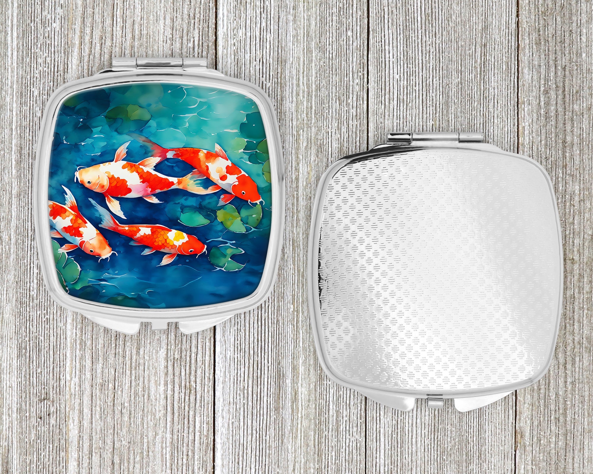 Koi Fish Compact Mirror Decorative Travel Makeup Mirror for Women Girls Gifts Pocket Makeup Mirror Folding Handheld