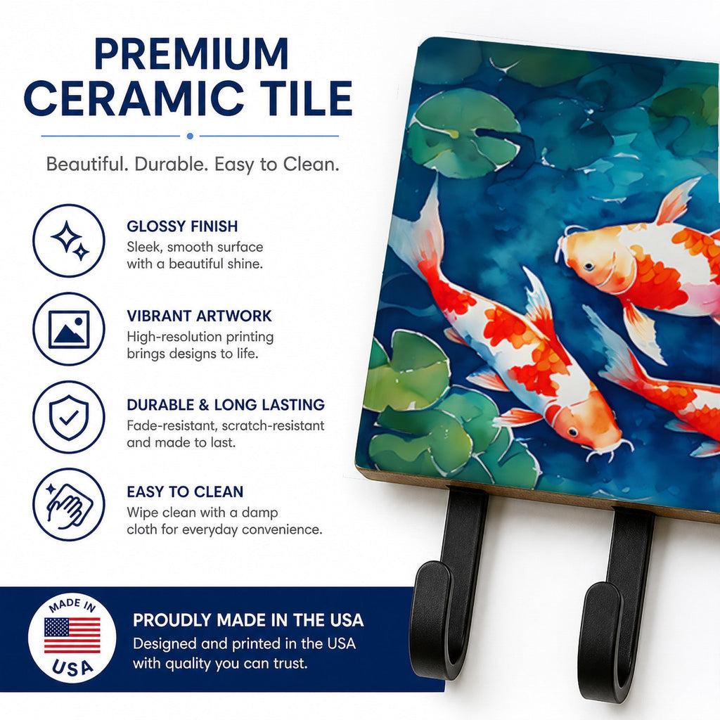 Koi Fish Leash or Key Holder Wall Hooks, Coat Rack Wall Mount, for Hanging Keys, Towels, Aprons, Leashes